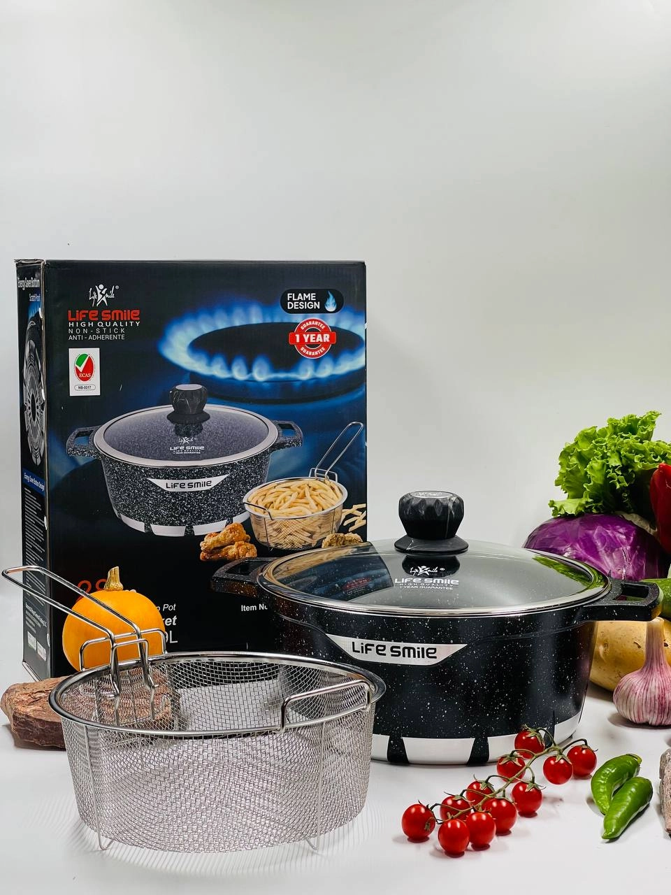 Granit qoplamali qozon Life Smile FLCM + basket 28 sm ,6,9 l arzon