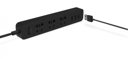Удлинитель Xiaomi Mi Power Strip 3 (3 розетки, 1.8 м, 3 USB) Black в Узбекистане