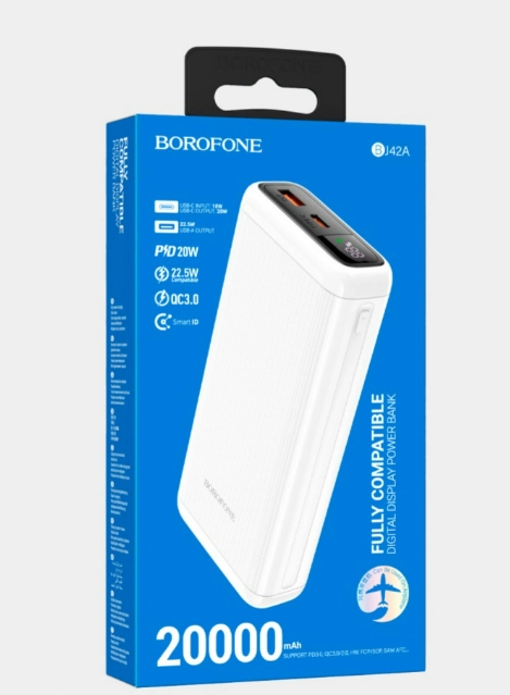 Внешний аккумулятор Borofone BJ42A  20000 mAh  белый онлайн