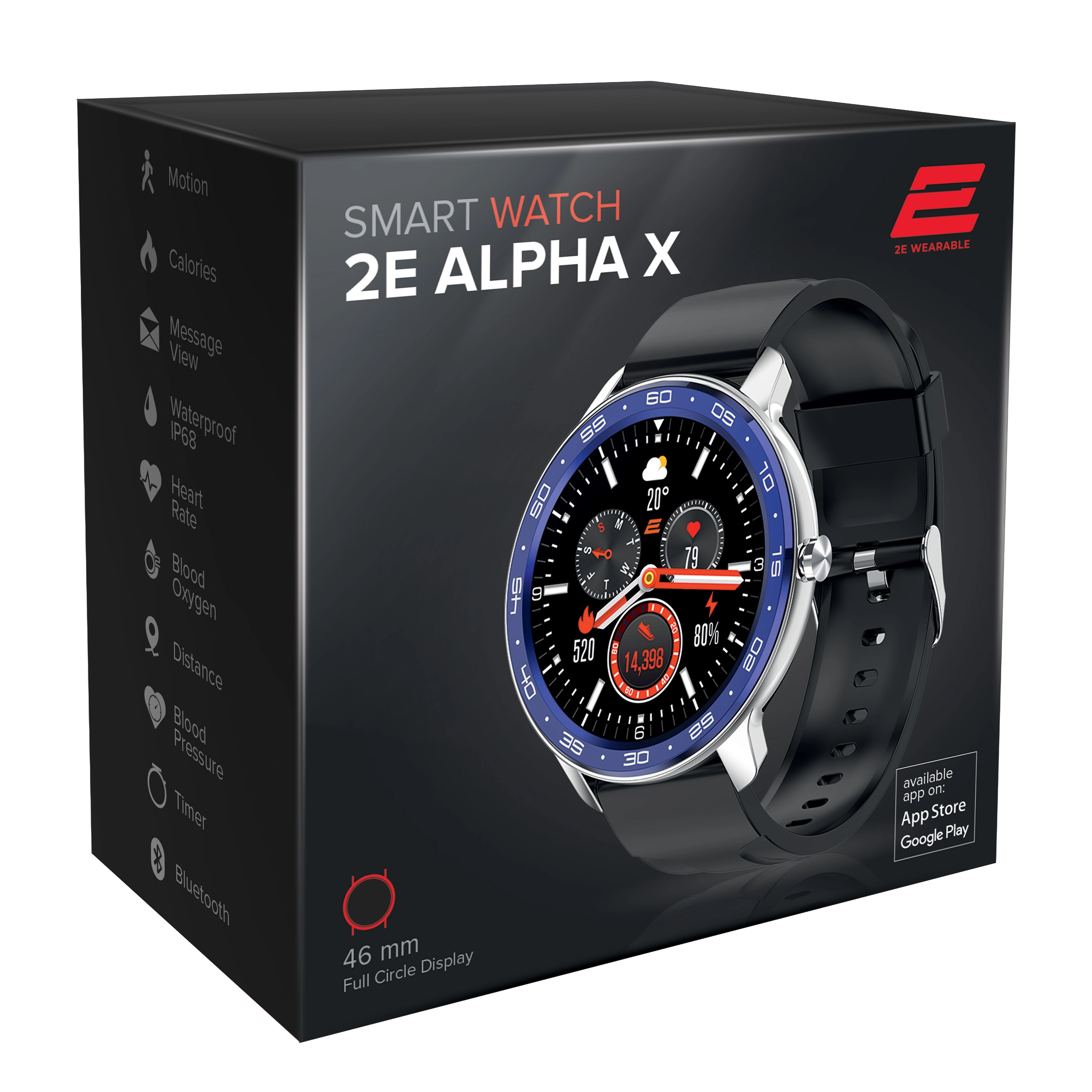 2E Alpha X 46 mm Silver-Blue smart-soati O'zbekistonda