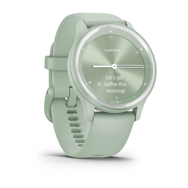 Garmin VIVOMOVE SPORT Cool Mint Case and Silicone Band with Silver Accents smart-soati O'zbekistonda