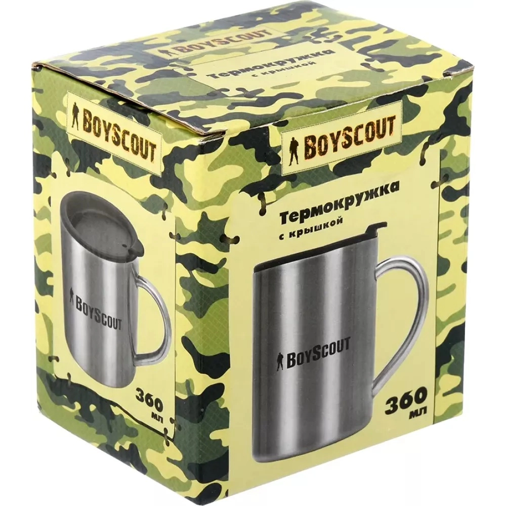 BoyScout zanglamas po‘latdan yasalgan qopqoqli termo-krujkasi, 360 ml O'zbekistonda