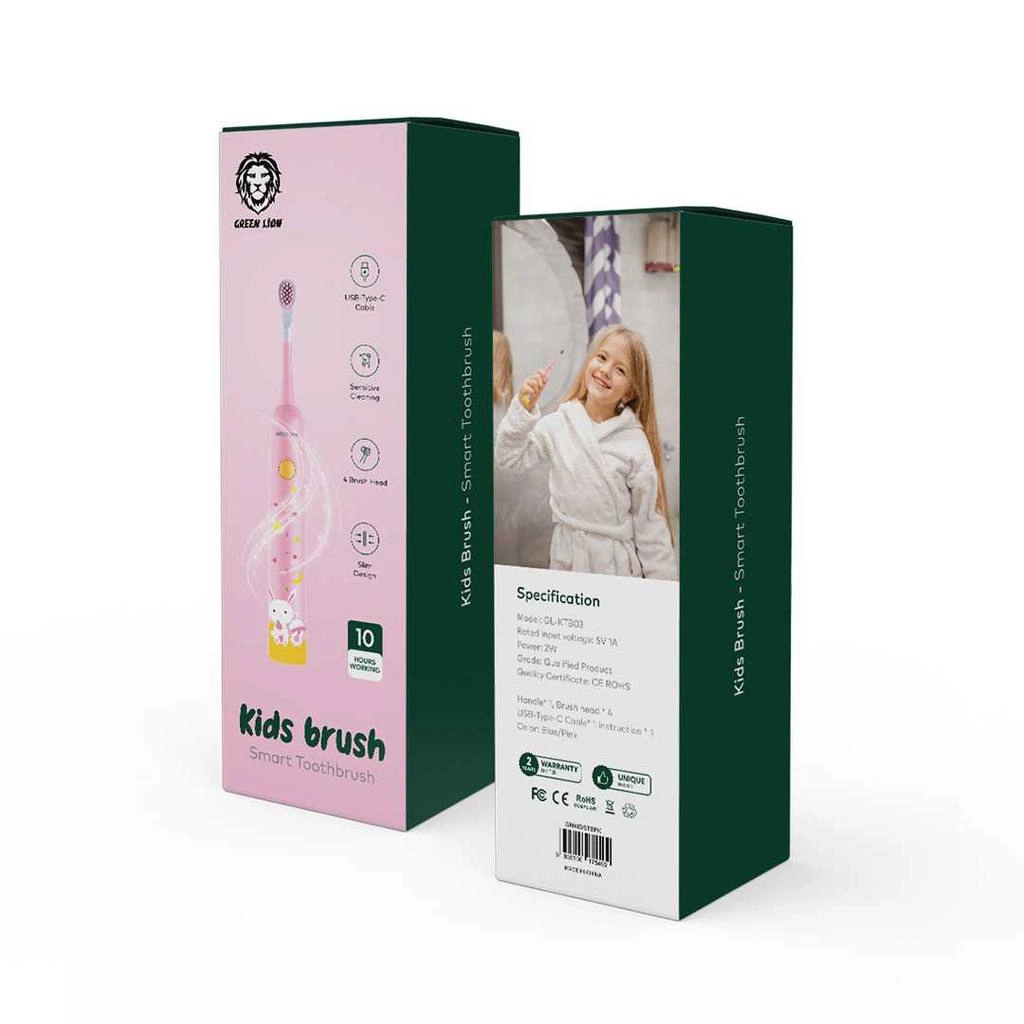 Green Lion Kids Brush Smart Toothbrush pushti rangli aqlli elektr bolalar tish cho'tkasi onlayn