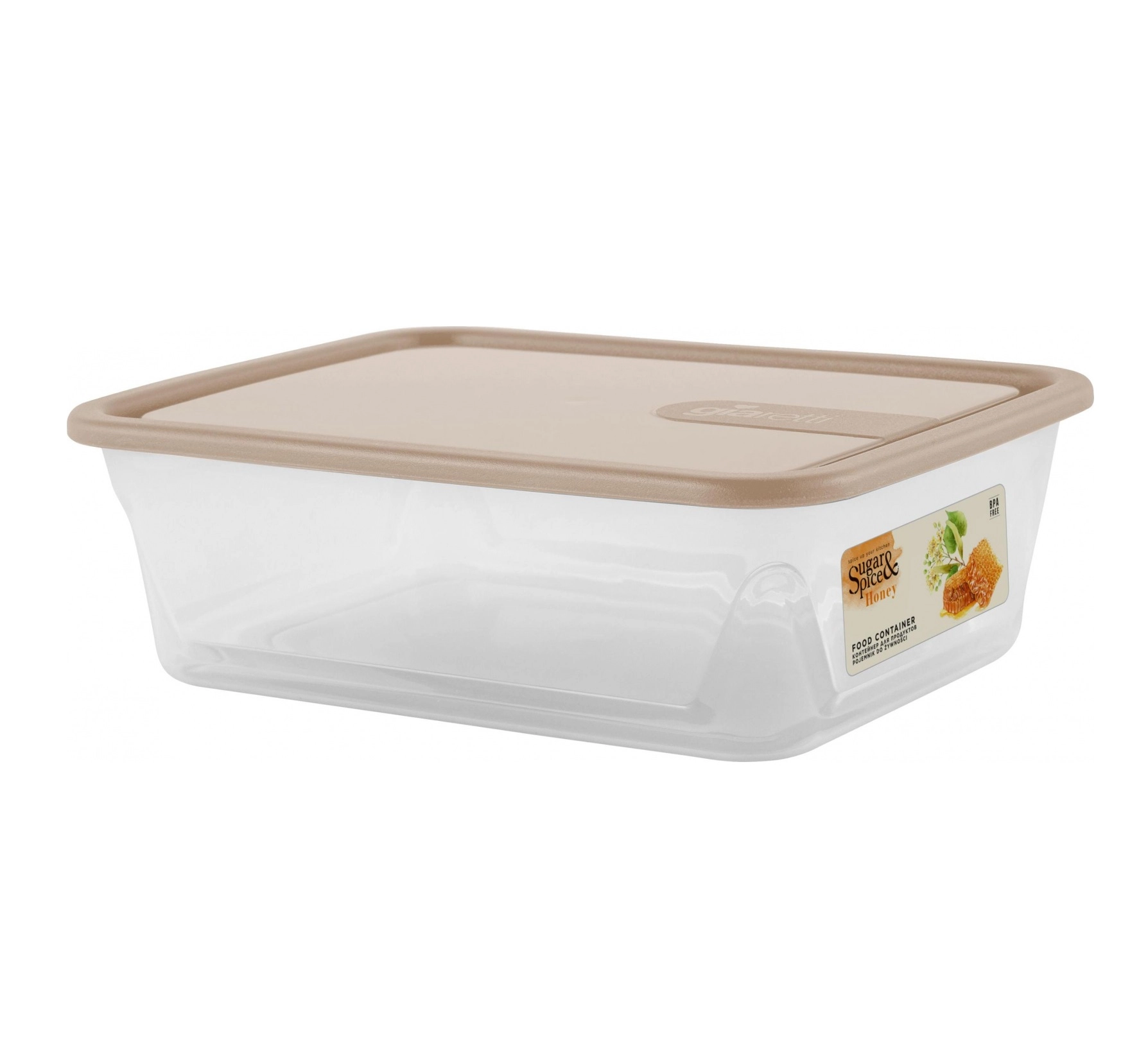 Sugar&Spice Honey mahsulotlari uchun idish, qopqoqli, 0,6 l, to&lsquo;g&lsquo;ri burchakli latte sotib olish