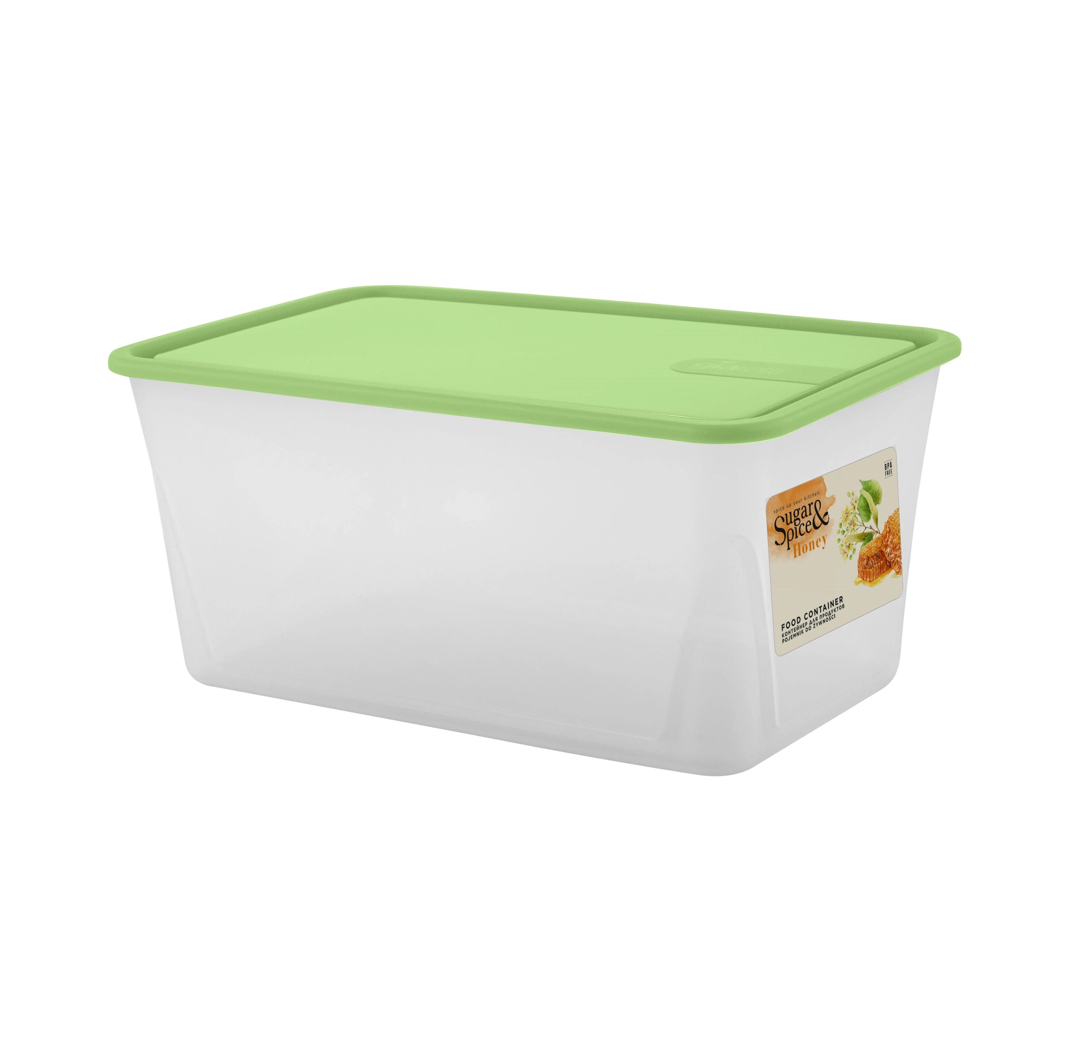 Sugar&Spice Honey oziq-ovqat mahsulotlari uchun qopqoqli idish, hajmi 2,1 litr, to&lsquo;g&lsquo;ri to&lsquo;rtburchak shaklida, pistadek yashil rangda sotib olish