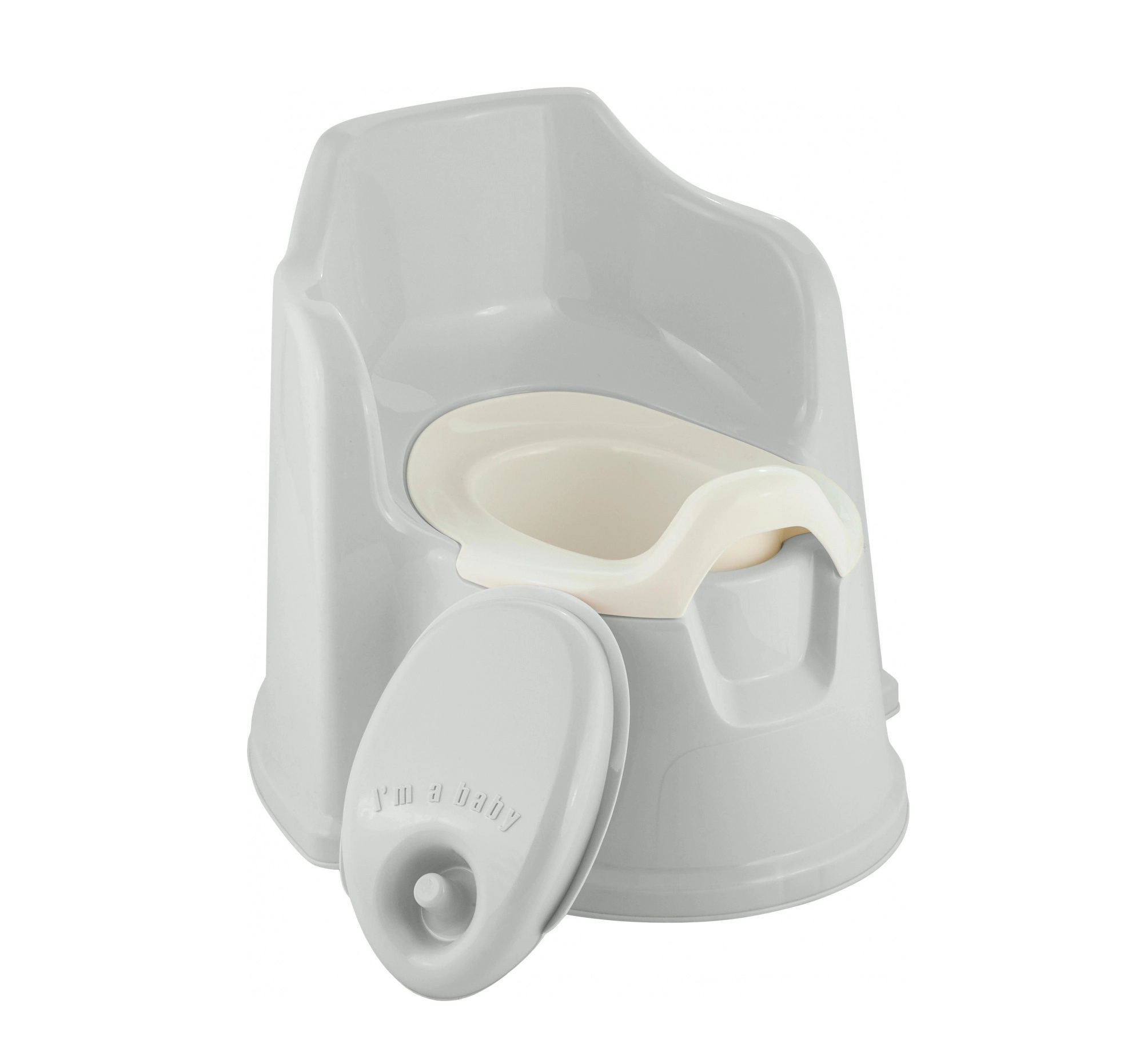 Горшок детский с высокой спинкой с крышкой Lalababy Protect Me, с защитой от брызг, с крышкой серое пёрышко купить