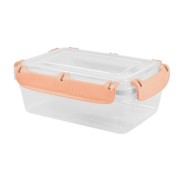 Контейнер для продуктов Plast Team BERGEN, с защелками и силиконовой вставкой, герметичный, 1,4л персиковая карамель купить