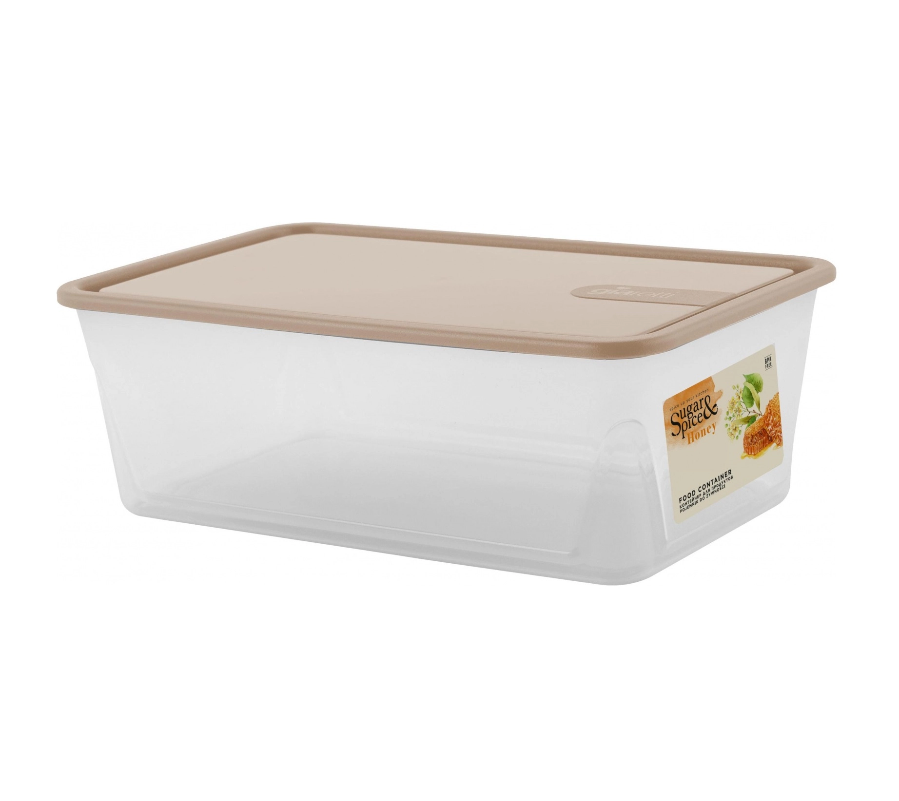 Контейнер для продуктов Sugar&Spice Honey, с крышкой, 1,6л, прямоугольный латте купить