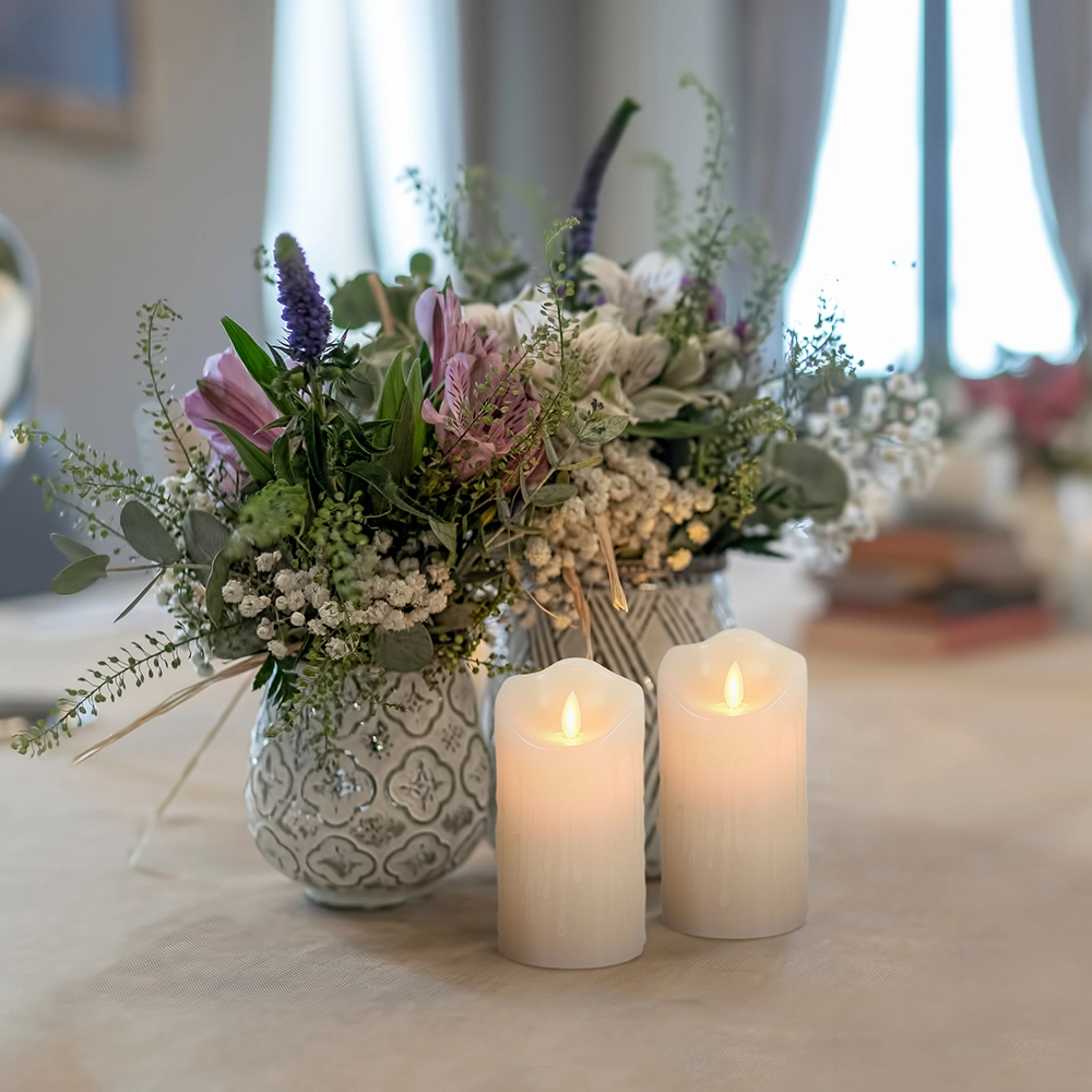 Светодиодная свеча VEGAS 7,5*15 см, без батарейки, с пультом ДУ в Узбекистане