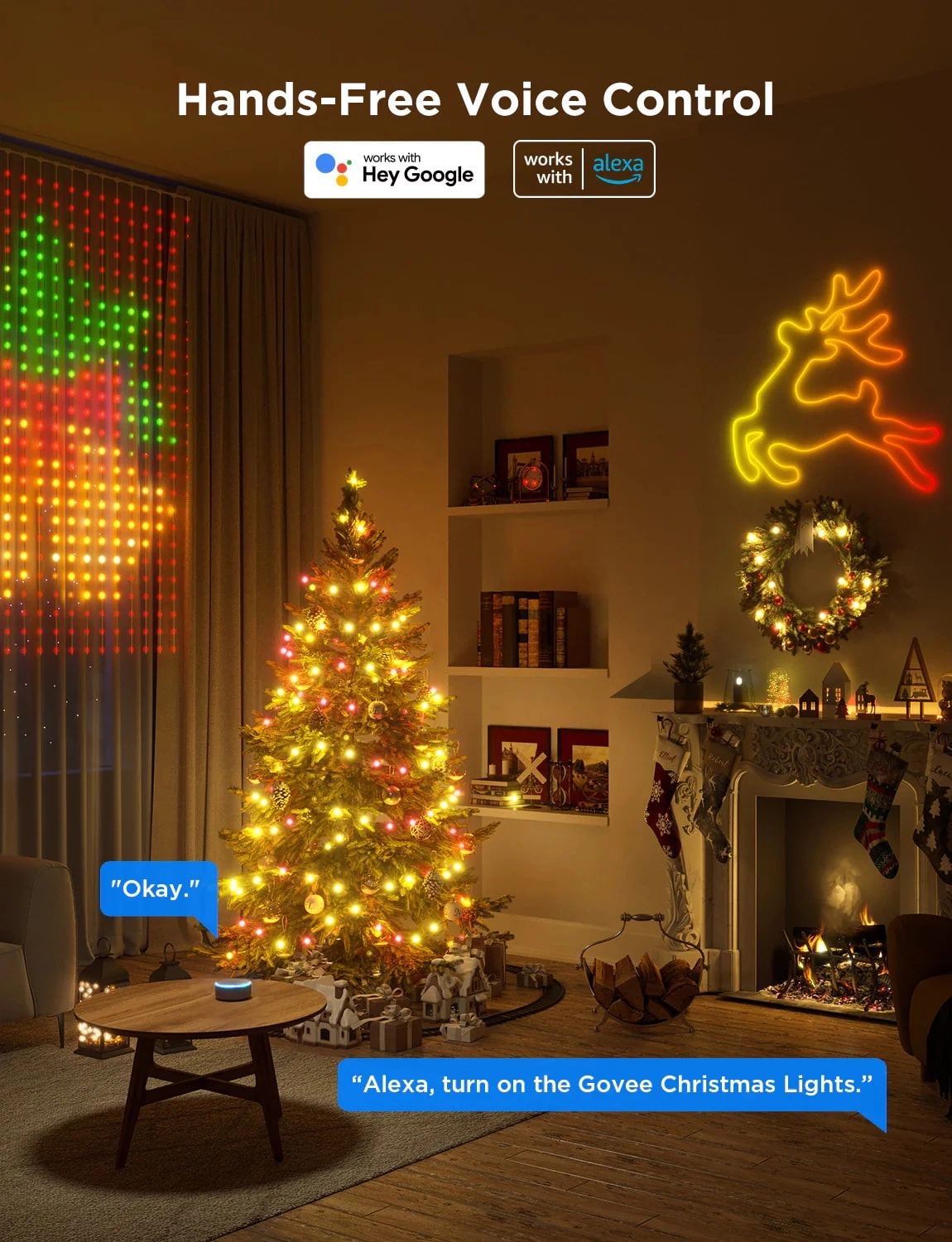 Гирлянда Smart LED Govee H70C1 Christmas Light RGB, IP65, 10м, кабель прозрачный - фото №4 Гирлянда Smart LED Govee H70C1 Christmas Light RGB, IP65, 10м, кабель прозрачный в Узбекистане