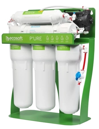 Ecosoft p'ure BALANCE teskari osmos filtri to'shakda nasos bilan O'zbekistonda