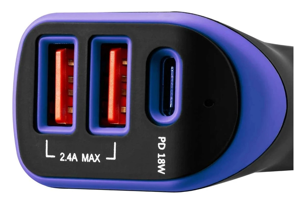 Универсальный автомобильный зарядный адаптер Canyon С-08 (CNE-CCA08PU) с 3 USB портами 2.4 А, PD 18W в Узбекистане