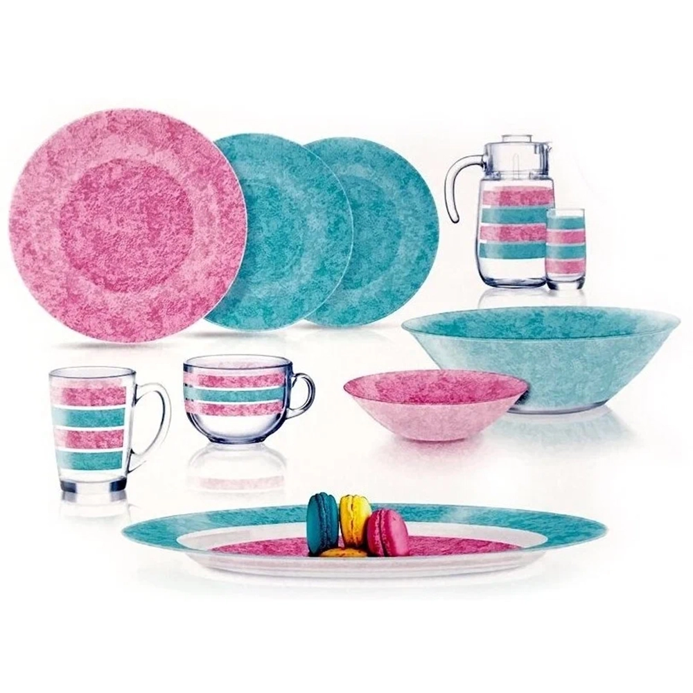 Luminarc Stony Pink & Turquois 46 ta element Stol servisi (V0491) sotib olish