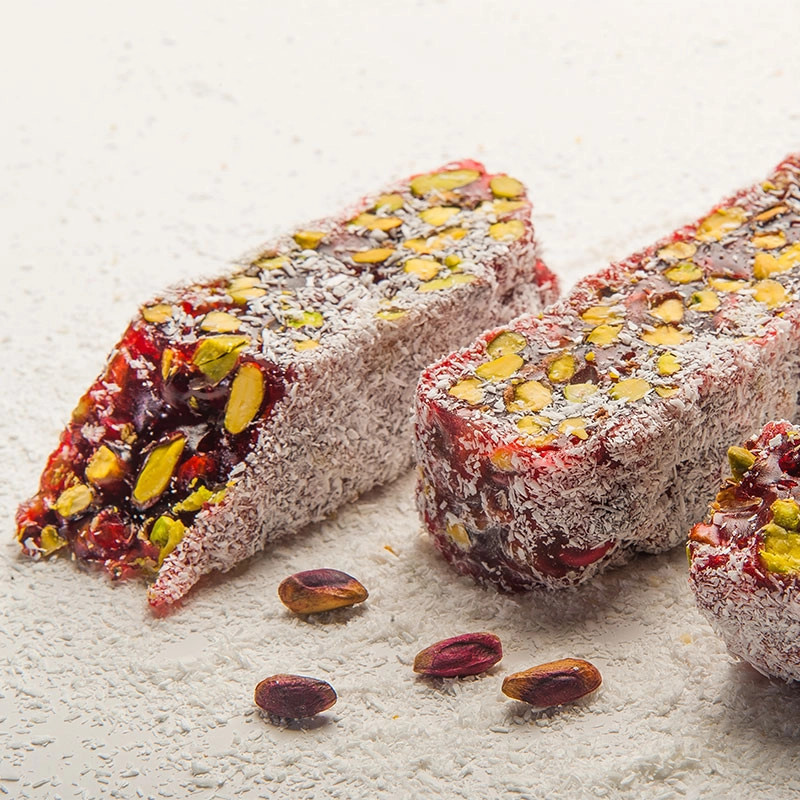 Antep pista va kokos bilan qoplangan anorli  Gurme lokum, 100 g sotib olish