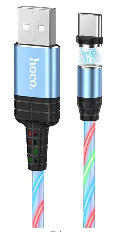 Hoco U90 USB to type-C 1m magnetic, RGB Led kabeli - rasm №3 Hoco U90 USB to type-C 1m magnetic, RGB Led kabeli arzon