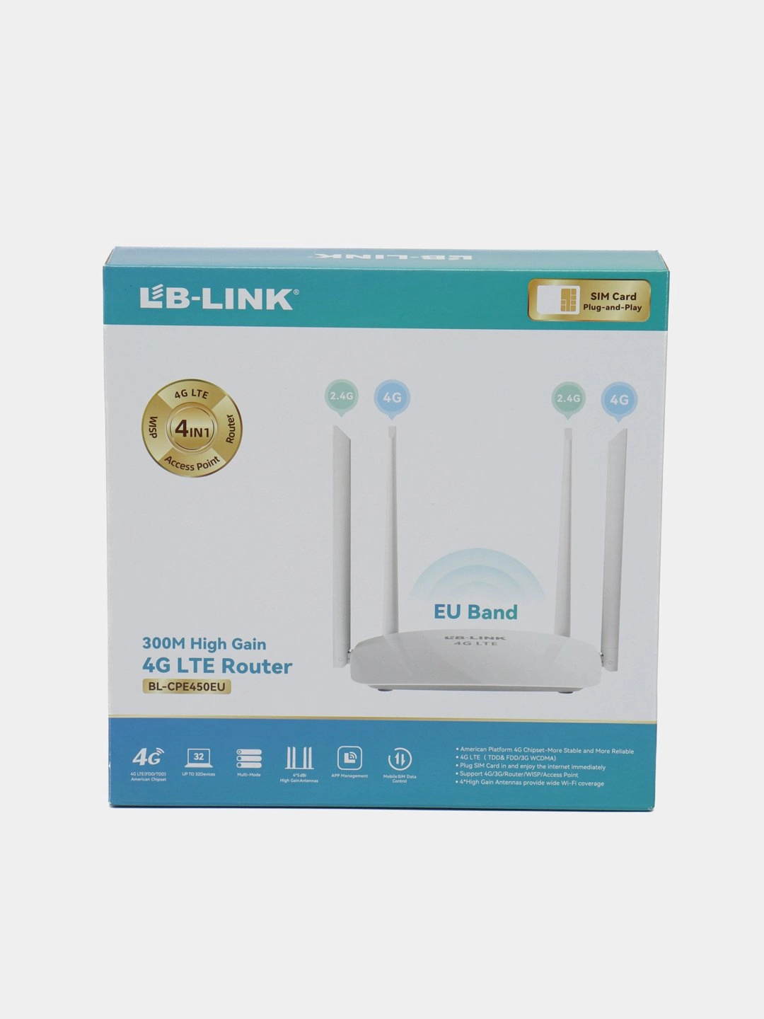 4G LTE LB-LINK BL-CPE450EU Wi-Fi routeri - rasm №3 4G LTE LB-LINK BL-CPE450EU Wi-Fi routeri arzon