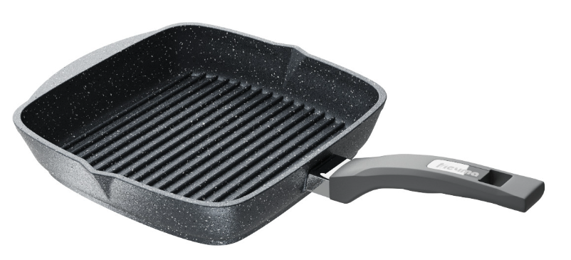 Сковорода Мечта квадрат несъемной ручкой и крышкой серый  (28см) недорого