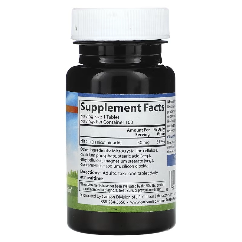 Carlson, Niatsin, 50 mg, 100 tabletka (02760) arzon