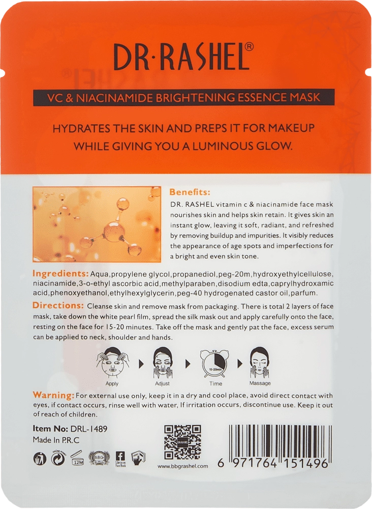 DR.RASHEL VC & NIACINAMIDE BRIGHTENING ESSENCE 25GR (1 dona) yuz niqobi arzon