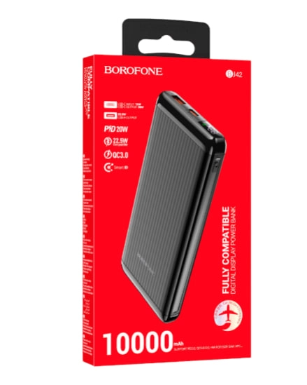 Borofone BJ42 10000 mAh qora tashqi akkumulyatori onlayn