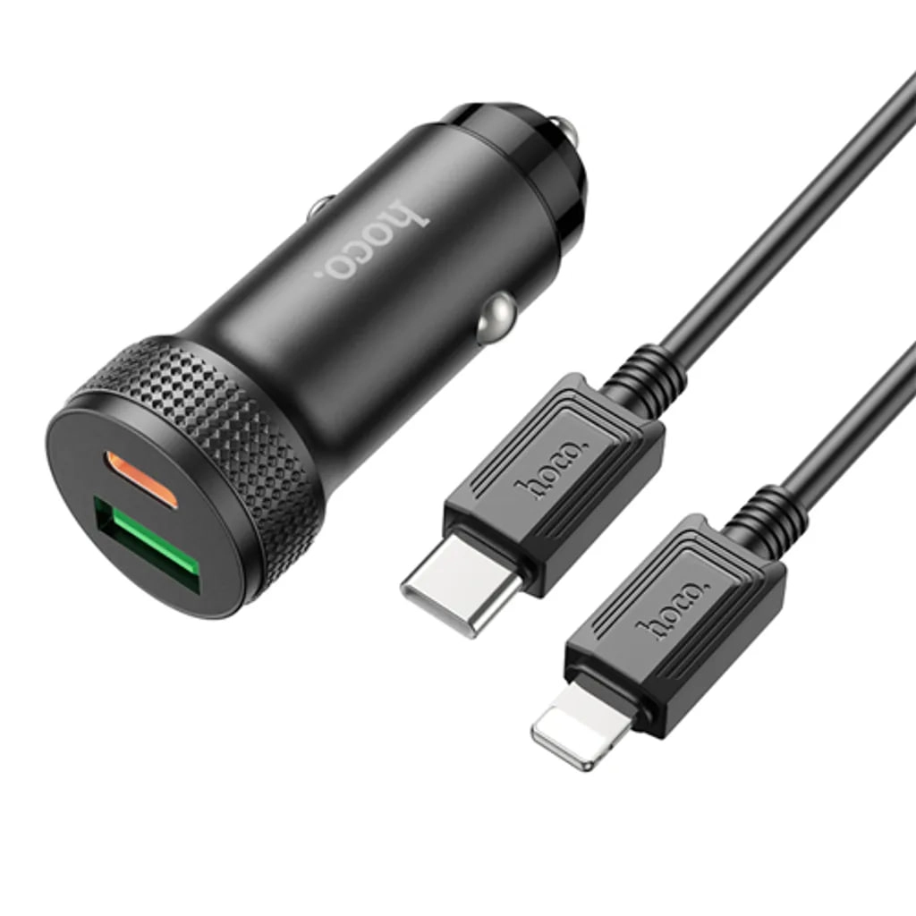 Автомобильная зарядка Hoco Z49B USB-C to Lightning 1м Чёрный купить