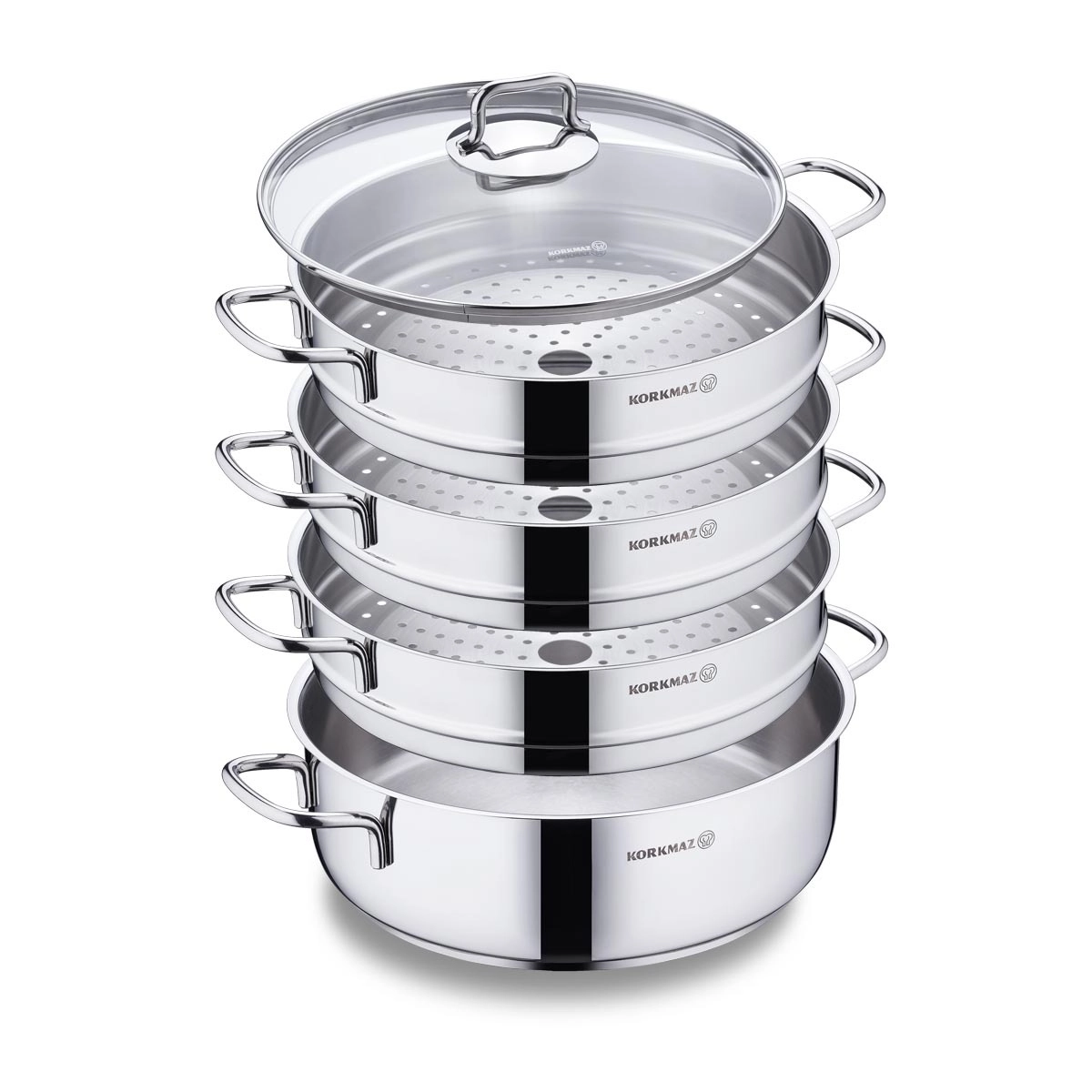 Korkmaz Perla Mantı Set 28 sm, zanglamaydigan po&lsquo;latdan, ko&lsquo;p qatlamli kapsula taglik, mantiqasqoni (A1524) , Silver sotib olish