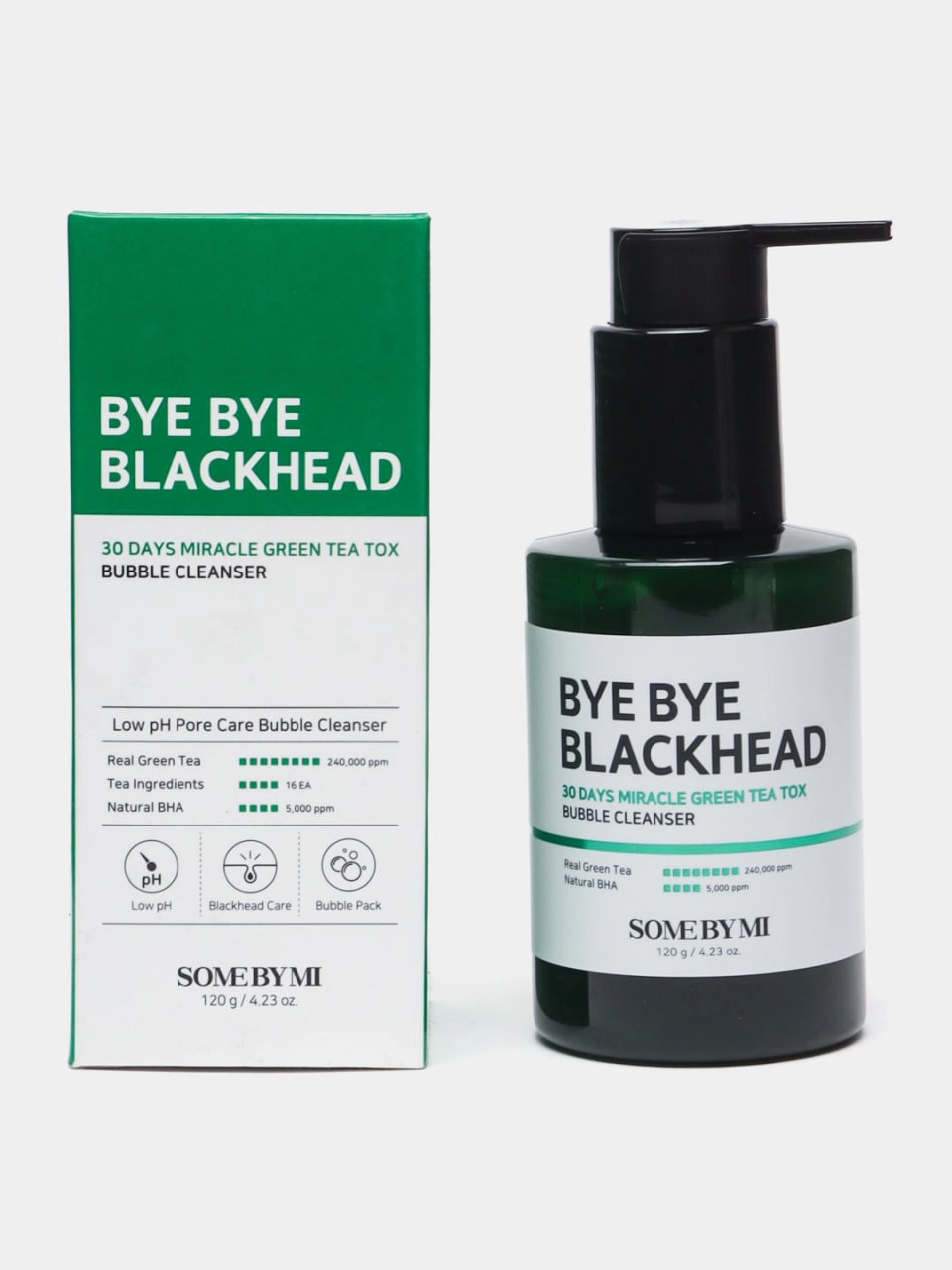 ПЕНКА ДЛЯ УМЫВАНИЯ -Some By MI  AHA-BHA-PHA  bye bye Black head 30 day Green tea Tox  Bubble Cleanser купить