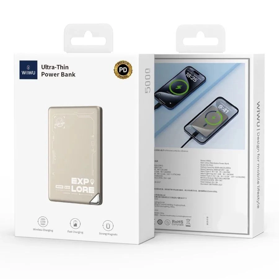 Wiwu Power Bank WI P019 5000mAh Pd20w/MAG 15w zaryadlovchi tashqi akkumulyatori arzon