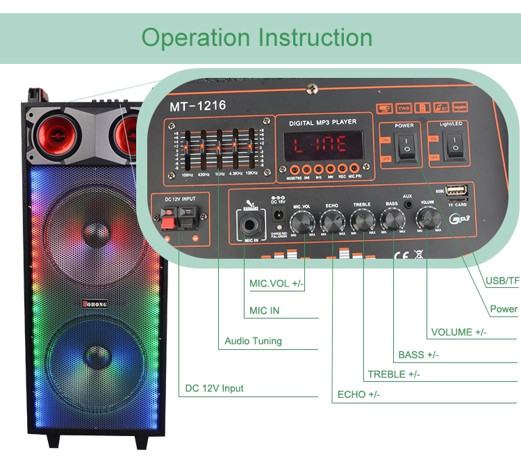 Bohong MT-1216 qora portativ kolonkasi + mikrofon onlayn