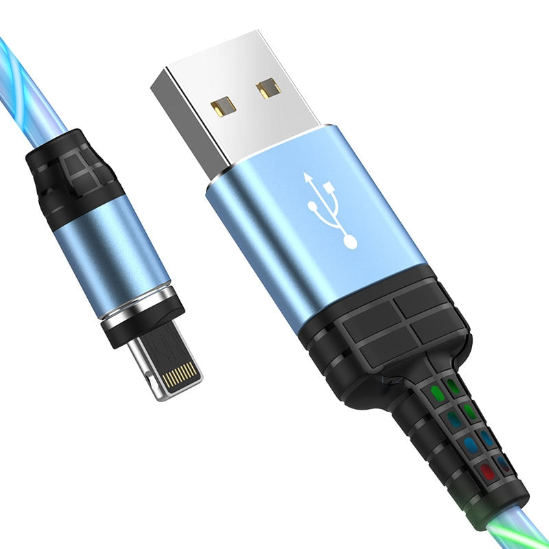 Hoco U90 USB to lightning 1m magnetic, RGB Led kabeli - rasm №2 Hoco U90 USB to lightning 1m magnetic, RGB Led kabeli sotib olish