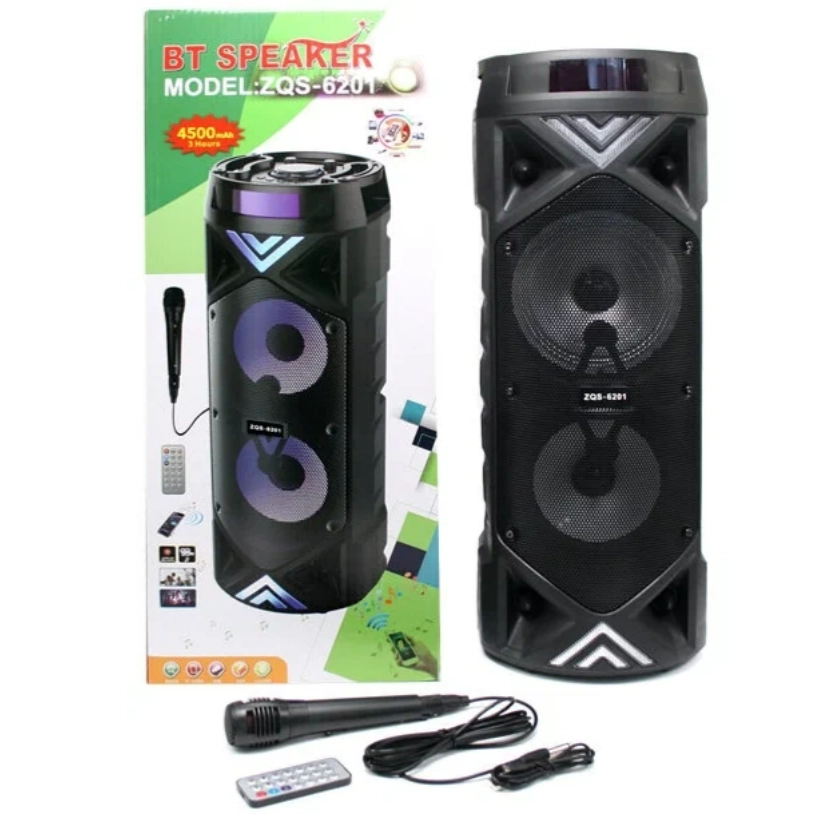 Sing-e ZQS6208 qora portativ kolonkasi + mikrofon arzon