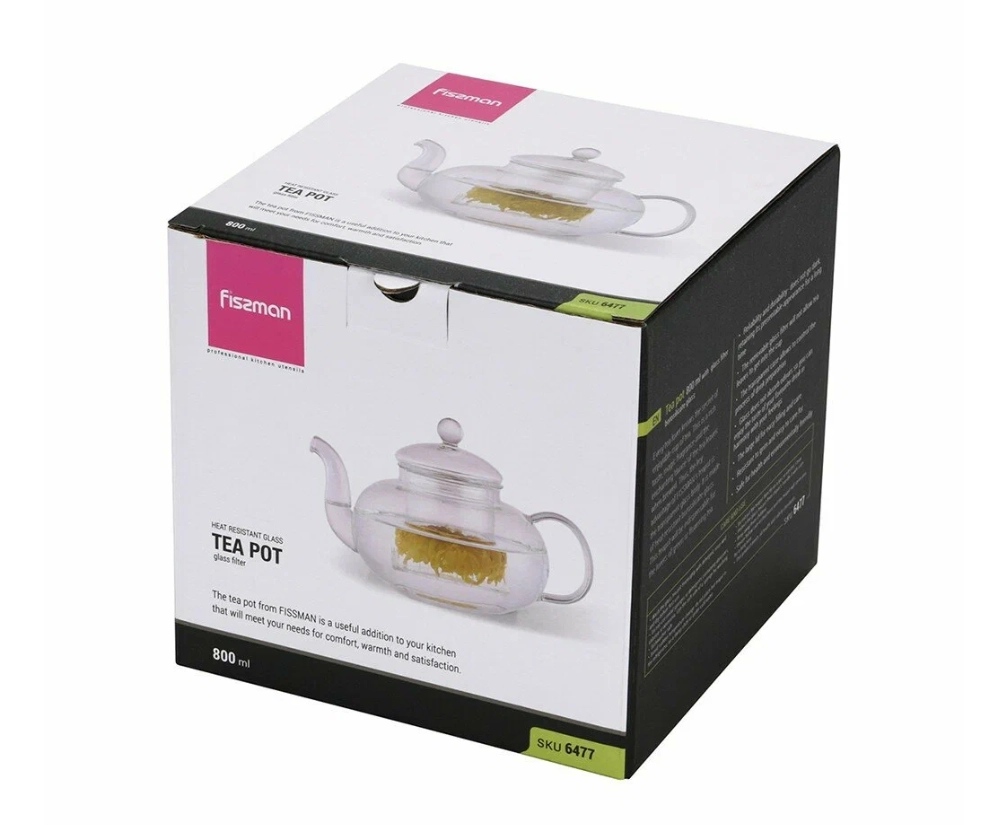 Чайник заварочный 800 мл со стальным фильтром (стекло) 6477 онлайн
