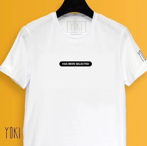 "HAS BEEN SELECTED" White futbolkasi XL sotib olish