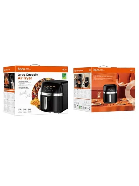 HOCO HE20 Air Fryer 8 litr, 1700W qora aerogrili O'zbekistonda