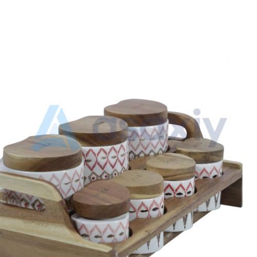 Набор емкостей для специи Life Smile Wood (8 предмета) недорого