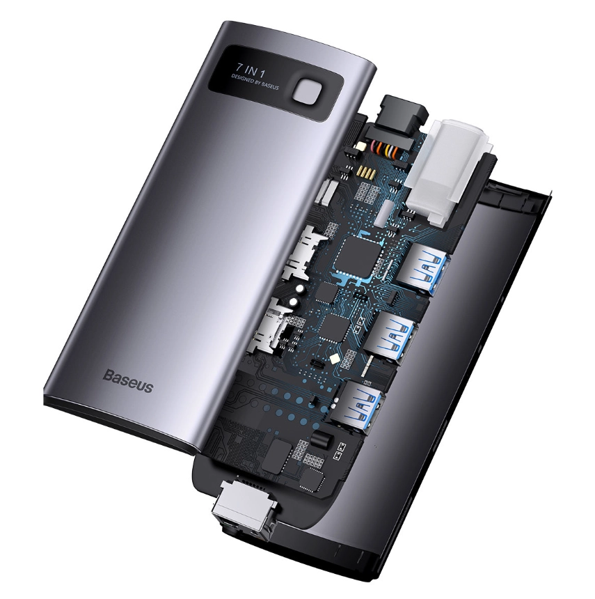 USB-концентратор Хаб Hub Baseus Metal Gleam Series 7 in 1 USB Type-C (WKWG040113) в Узбекистане