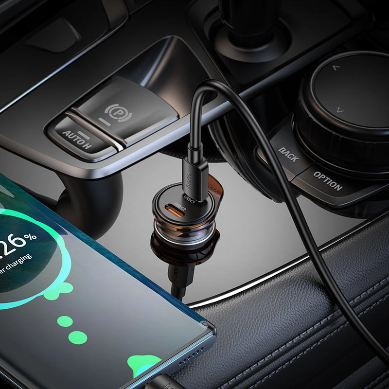 Автомобильное зарядное устройство Hoco NZ16B Dual Type-C Car Charger (набор c кабелем) - металлика цена