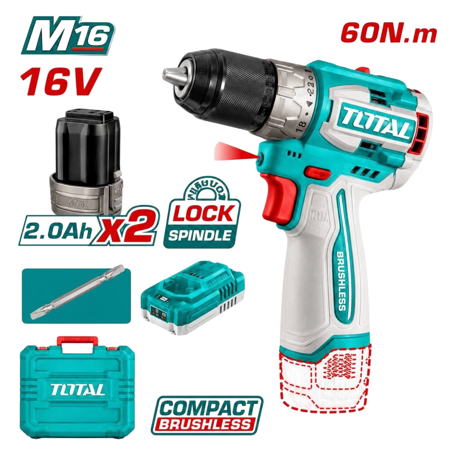Ixcham cho&lsquo;tkasiz simsiz drel TOTAL TDLI16682 sotib olish