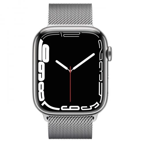 Apple Watch Series 7 GPS 45mm Stainless Steel Case with Milanese Loop Silver smart-soati arzon
