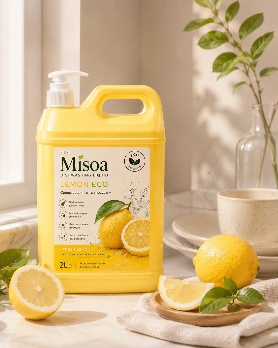 Эко-гель для мытья посуды Misoa Lemon Eco, 2 л купить