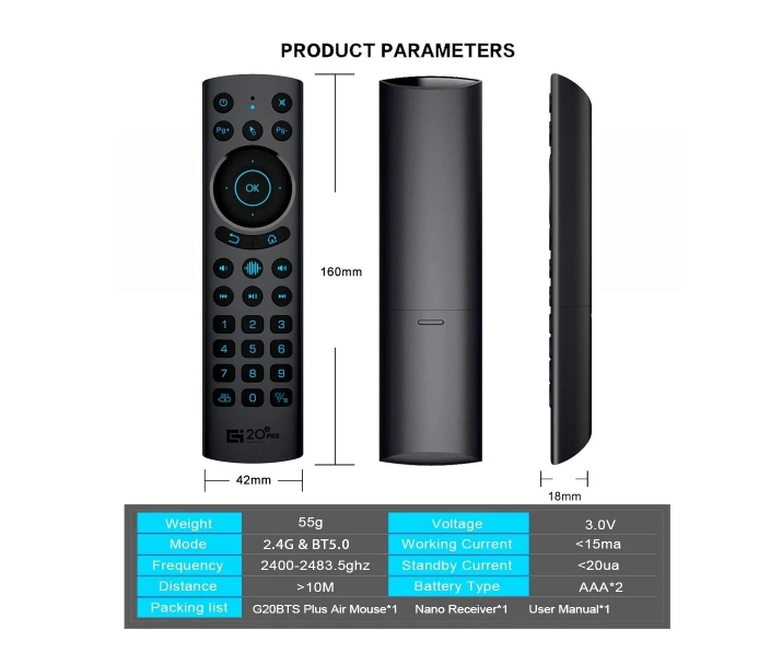 Беспроводной пульт аэромышь G20BTS Plus с микрофоном в Узбекистане