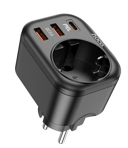 Многофункциональная розетка Hoco NS3 4000w чёрный в Узбекистане