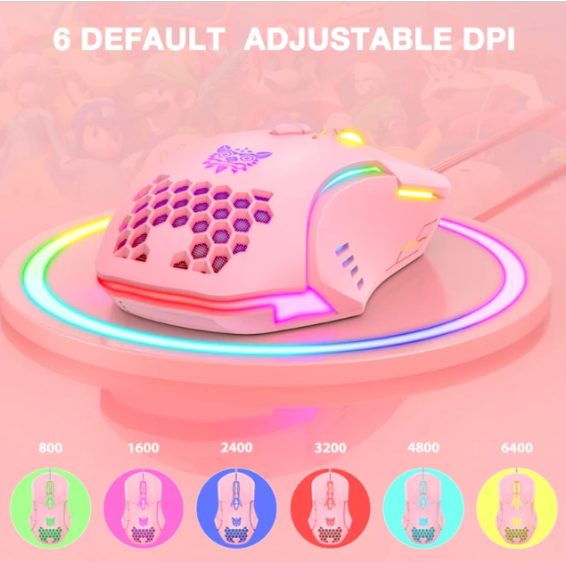 Проводная мышь Onikuma CW902 розовый онлайн