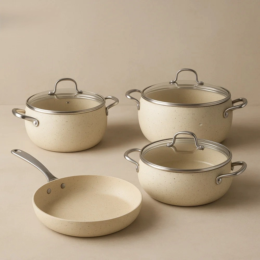 Korkmaz Mondea oshxona idish-tovoqlari to&lsquo;plami 7 dona (A2656) , Beige onlayn