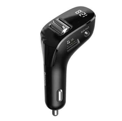 Автомобильный FM - трансмиттер Baseus F40 Streamer MP3 (CCF40-01), 2×USB + AUX, 2A, 15W, с дисплеем, черный недорого