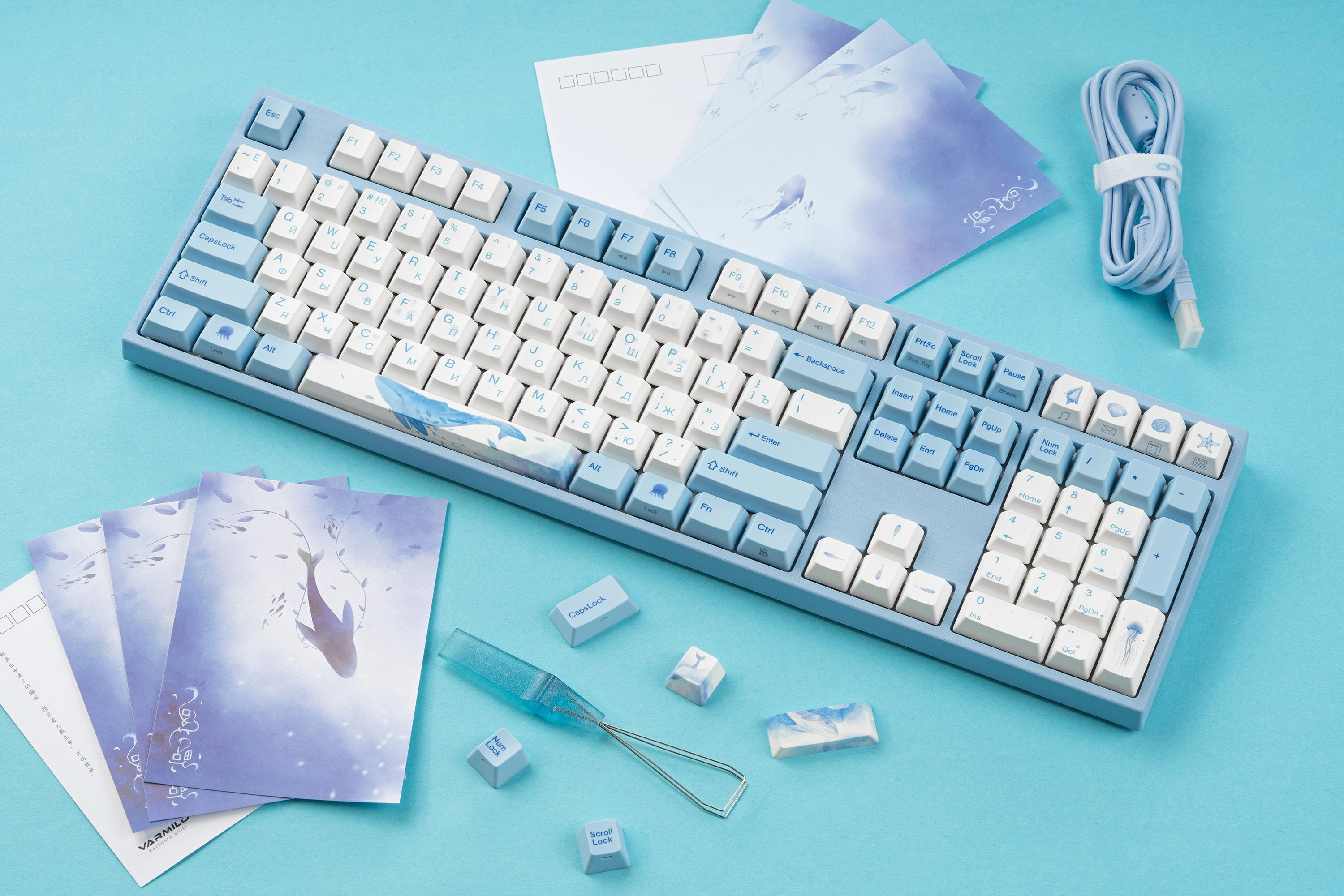 Клавиатура Varmilo VA108M Sea Melody Cherry MX Blue + коврик в подарок характеристики
