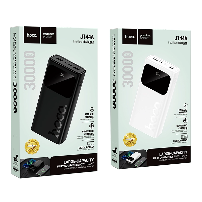 Hoco J144A Intelligent Balance 30000mAh qora portativ akkumulyatori onlayn