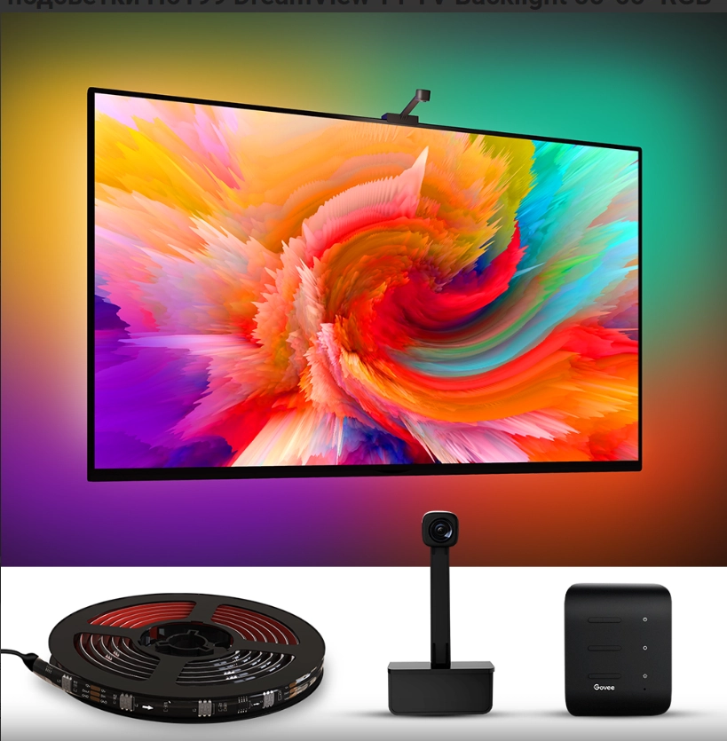 Govee H6199 DreamView T1 Televizorning orqa yorug'ligi 55-65'' RGB qora arzon