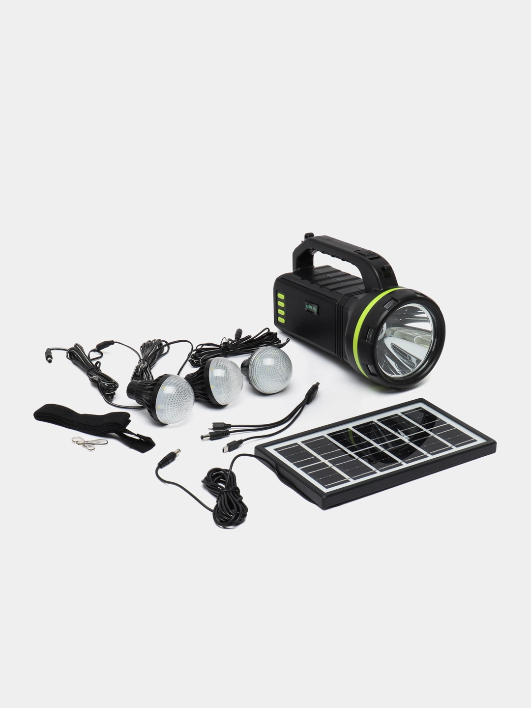 Фонарь-Лампа зарядная станция / 3 лампы / солнечная панель SOLAR LIGHT GD-2000A Black рассрочка