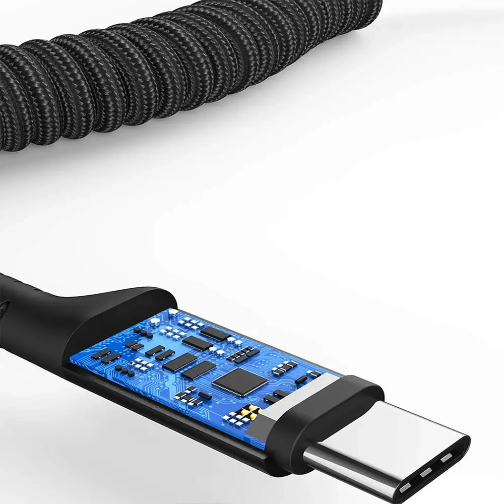 Baseus Fish Eye Spring Type-C 1m CALSR-01 Black kabeli tez yetkazib berish